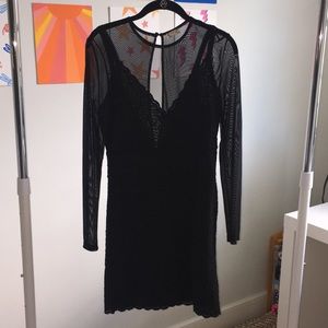 Free People Black Mesh Sleeve Dress